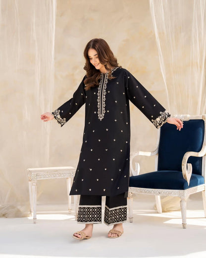 HOCK – Black Embroidered Long Length 2PC