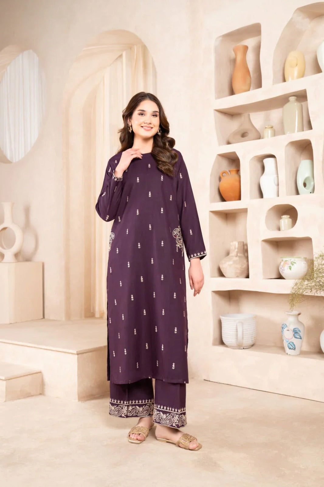 NAAZ – Embroidered Long Length 2PC (Double Pocket)