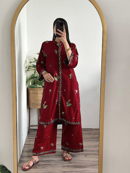 AAIRA SEQUENCE EMBROIDERY FRONT CUT 2PC